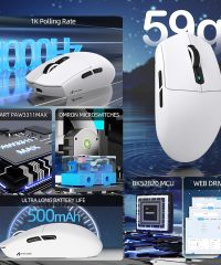 Attack Shark G3 Pro Tri-mode Wireless Gaming Mouse Ultra Lightweight White with Charge Dock (TAX included ) - Image 4
