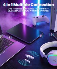 Attack Shark G800 Ultralight Wireless Tri-Mode RGB Gaming Headset White (TAX included ) - Image 3