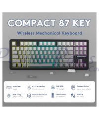 Alternative view of Attack Shark M87PROV2 Wireless Mechanical Keyboard with Side Printed PBT Keycaps Gradient Black (TAX included )