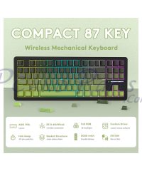 Alternative view of Attack Shark M87PROV2 Wireless Mechanical Keyboard with Side Printed PBT Keycaps Gradient Green (TAX included )