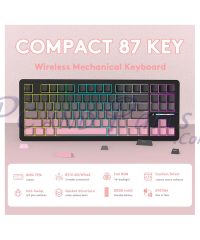 Alternative view of Attack Shark M87PROV2 Wireless Mechanical Keyboard with Side Printed PBT Keycaps Gradient Pink (TAX included )