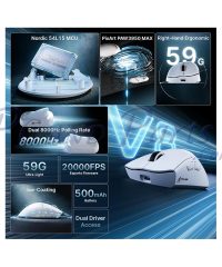 Alternative view of Attack Shark V8 Tri-mode 8K Ultra-Light Gaming Wireless Mouse White (TAX included )