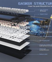 Attack Shark X87 Tri-mode Gasket Mechanical Keyboard Moon Night(Side-Printed Keycaps (TAX included ) - Image 4