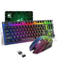 Alternative view of Free Wolf T3 Wireless Rechargeable Gaming Keyboard and Mouse Combo with Pad (TAX included )